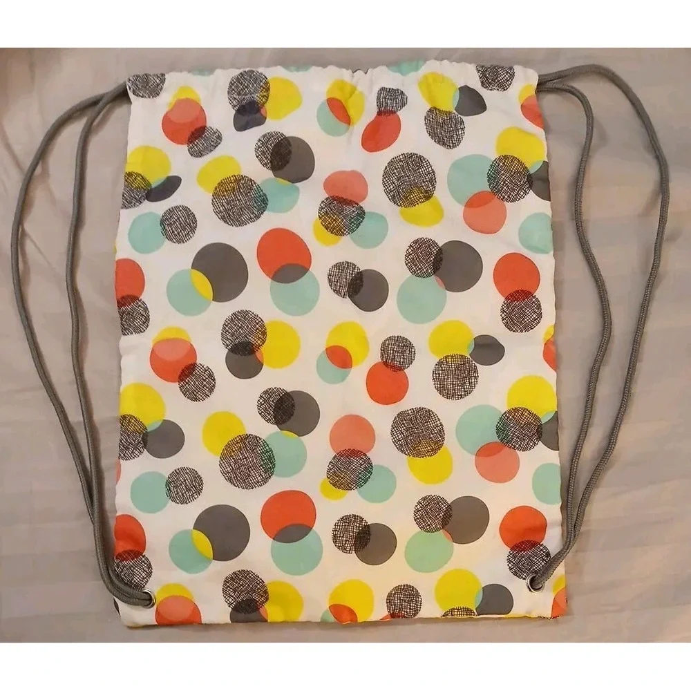 Thirty-one School Gym Bag Draw String Canvas Polka Dots Personalized‎ Name Allie